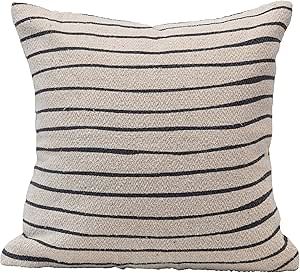 Bloomingville Recycled Cotton Blend Stripes, Black & Cream Color Pillow, 1 Count (Pack of 1) | Amazon (US)