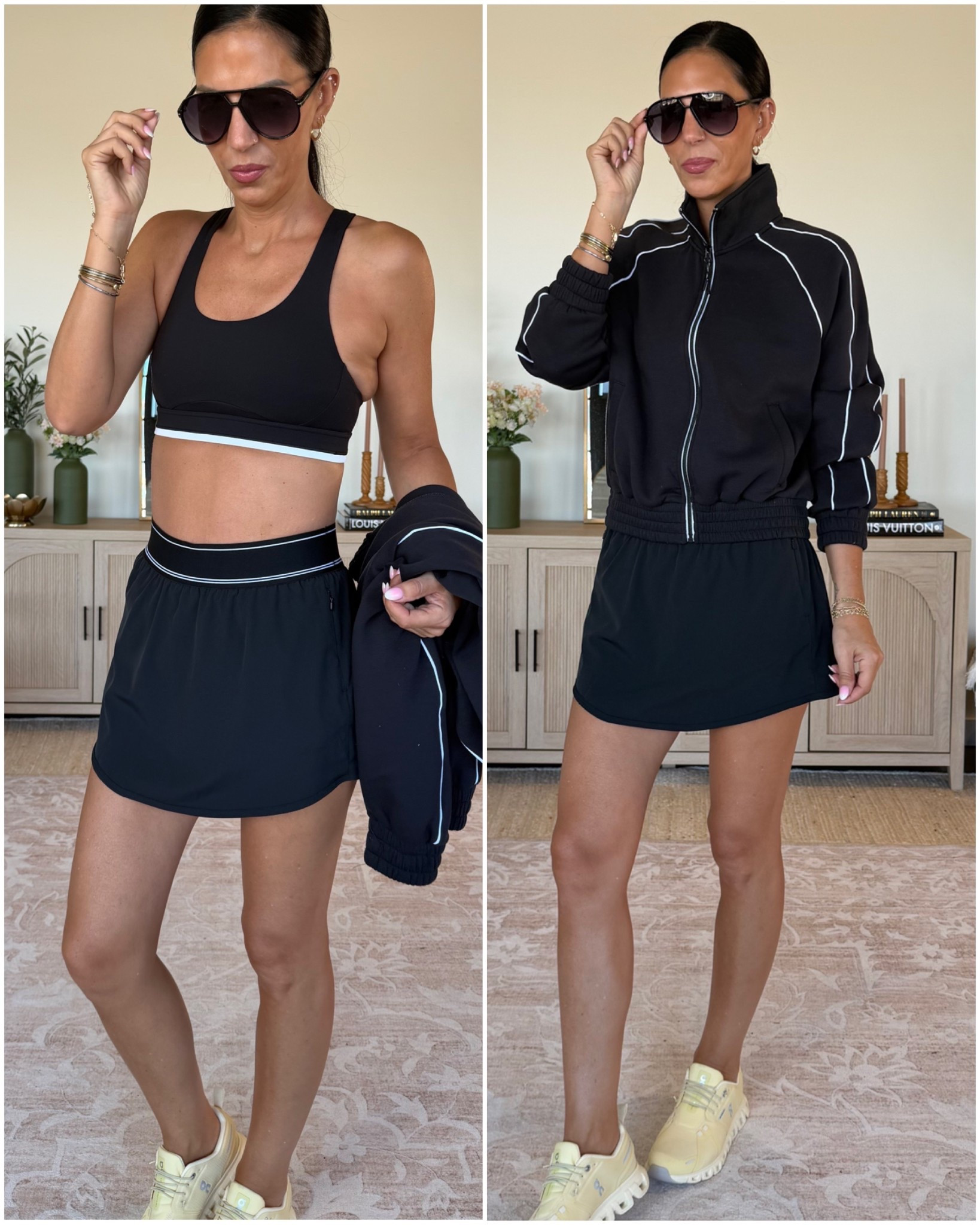 ALO look for less - obsessed and in a small 
Sport bra - small and yes 
Jacket- small 

#LTKTall #LTKU #LTKfitnessgoals