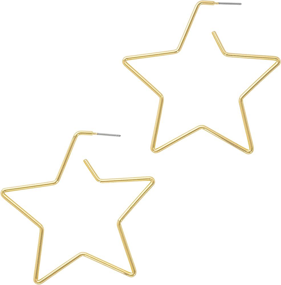 14K Gold Dipped Star Earrings - Hypoallergenic Lightweight Fun Statement Drop Dangle Earrings | Amazon (US)