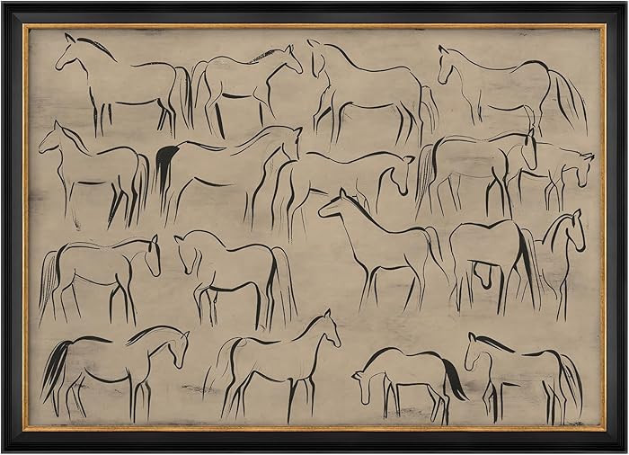 MUDECOR Premium Framed Wall Art Modern Line Drawing of Horses Illustrations Impressionism Scenic ... | Amazon (US)
