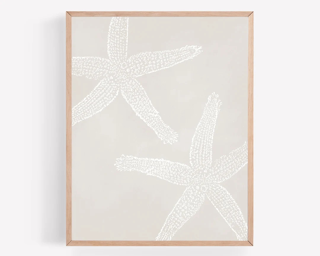 Starfish Printable, Beach Printable, Taupe Artwork, Botanical Print, Coastal Print, Coastal Wall ... | Etsy (US)