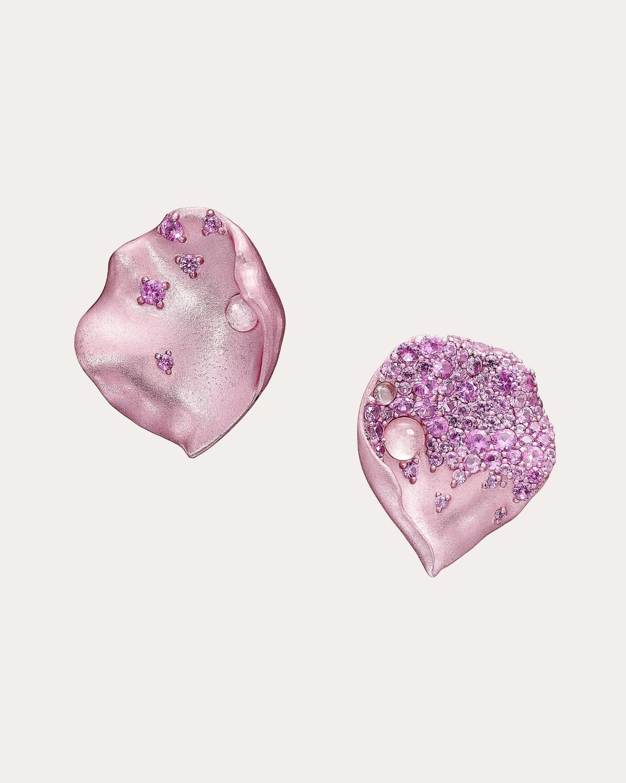 Pink Sapphire & White Topaz Petal Stud Earrings | Olivela