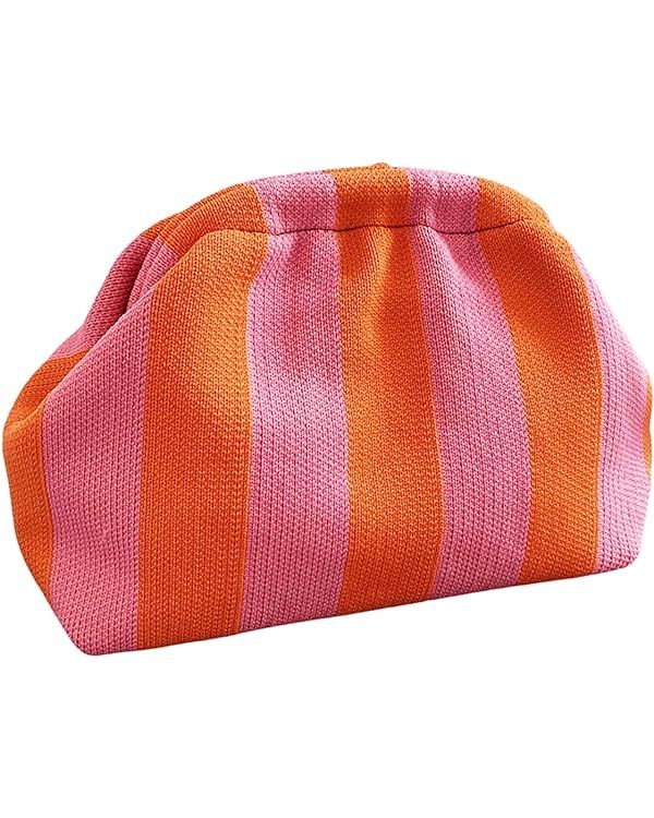 Verdusa Women's Colorblock Clutch Handbags Casual Crochet Bag Small Purse | Amazon (US)