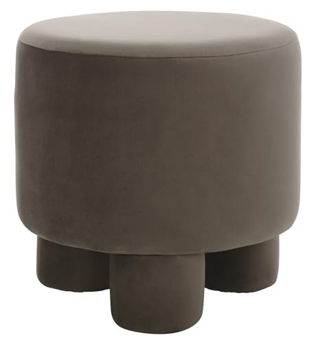 SAFAVIEH Home Collection Naref Chocolate Brown Velvet Round Ottoman | Amazon (US)