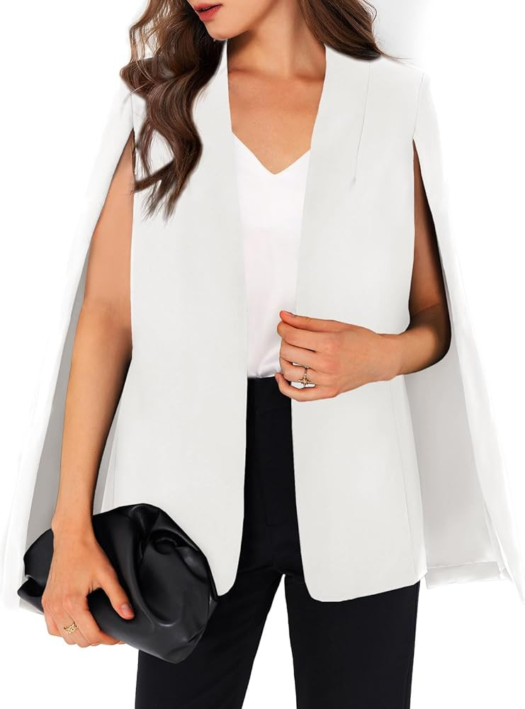 GAMISOTE Womens Cape Blazer Split Sleeve Open Front Casual Jacket Coat Workwear | Amazon (US)