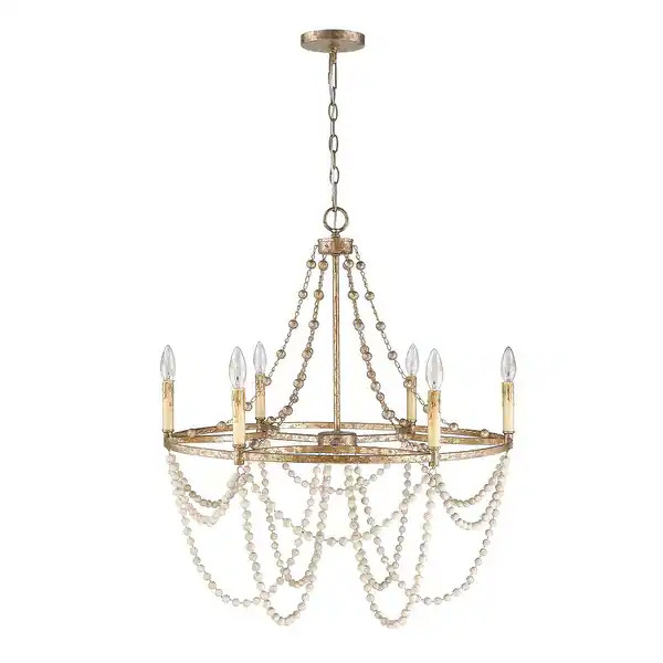 6-Light Wagon Wheel chandelier in gold and silver leaf - Bed Bath & Beyond - 31794368 | Bed Bath & Beyond