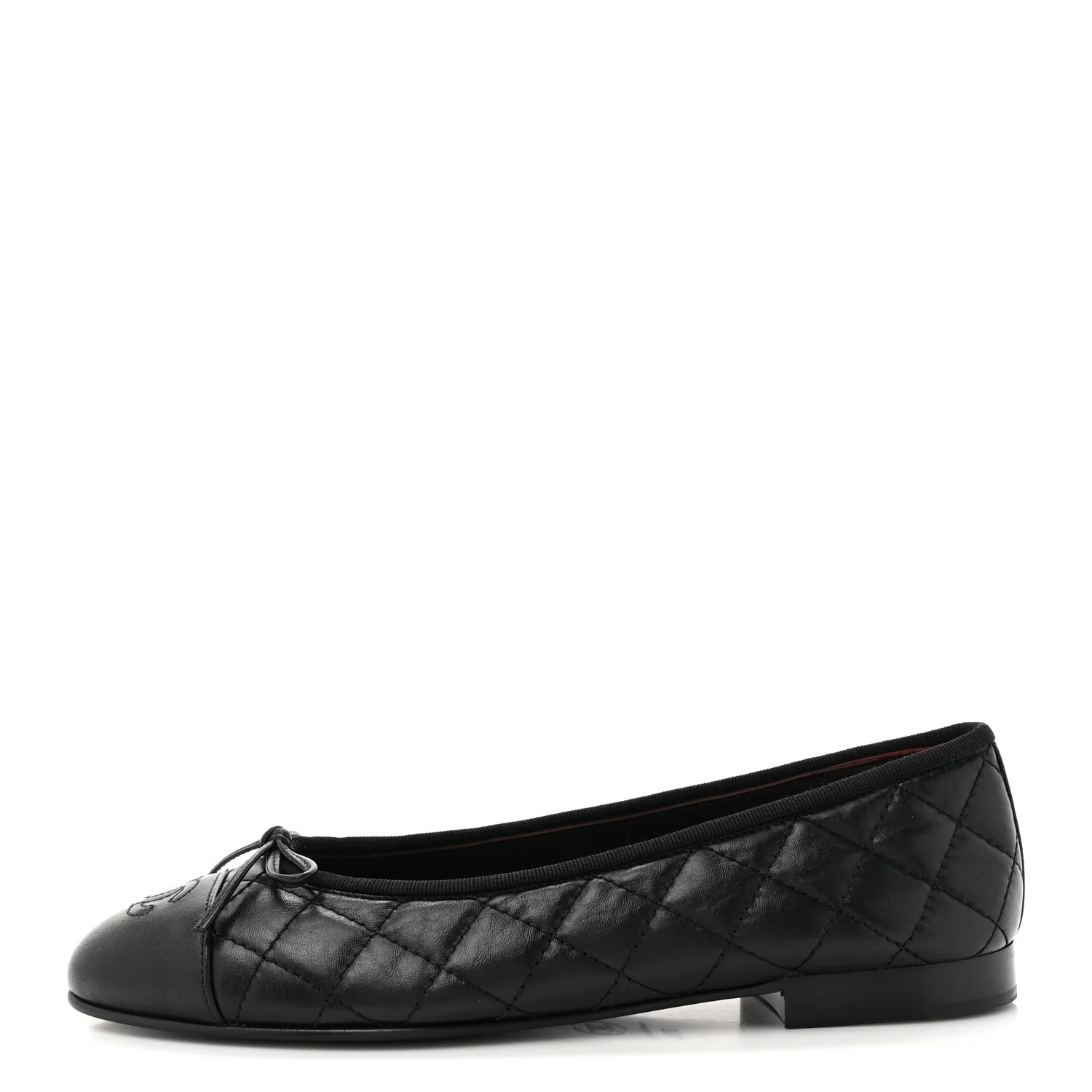 Chanel Aged Calfskin Quilted CC Cap Toe Ballerina Flats 38.5 Black 1737663 | FASHIONPHILE (US)