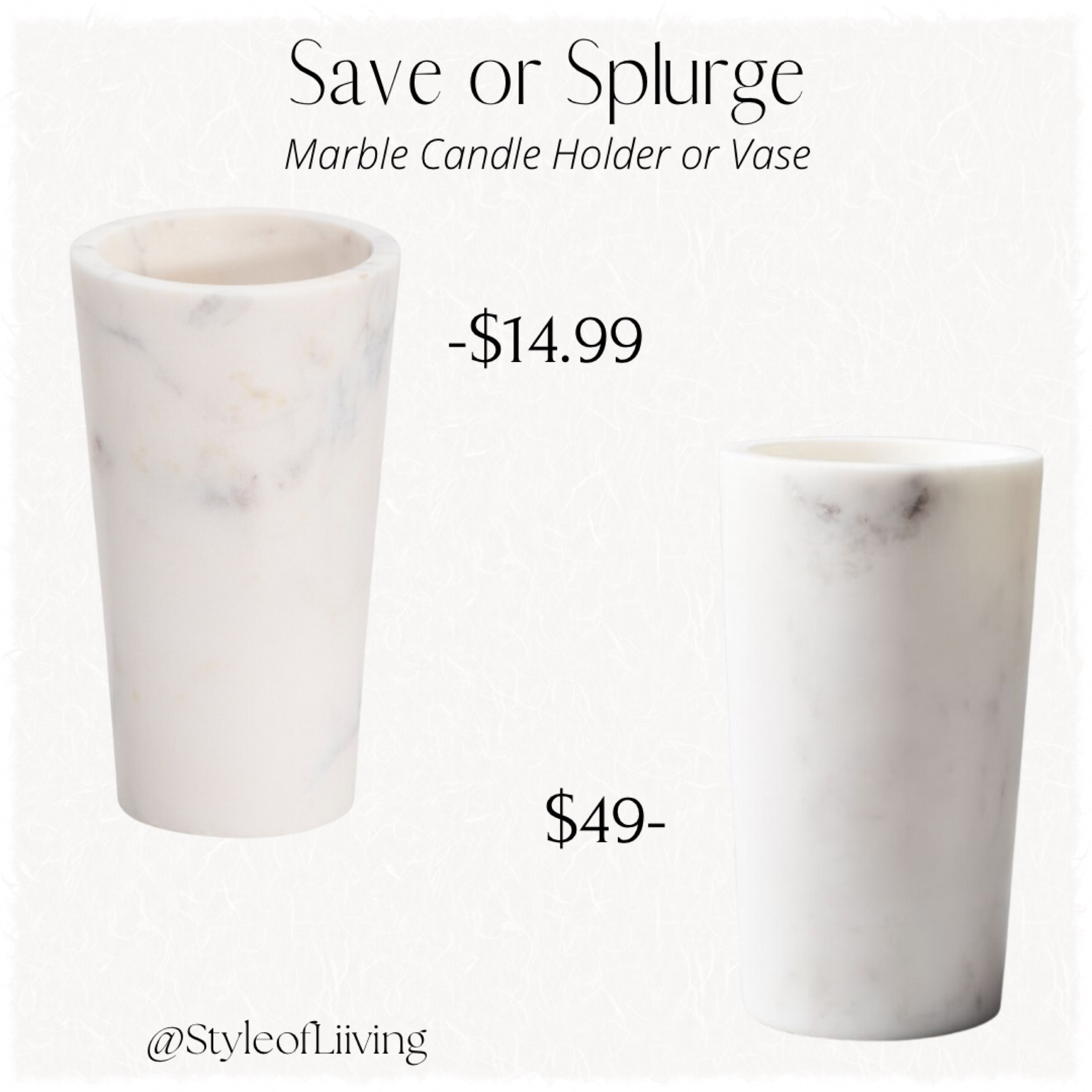 Save or splurge. Marble white cylinder vases or candle holders. Home decor.

#LTKunder50 #LTKGiftGuide #LTKhome