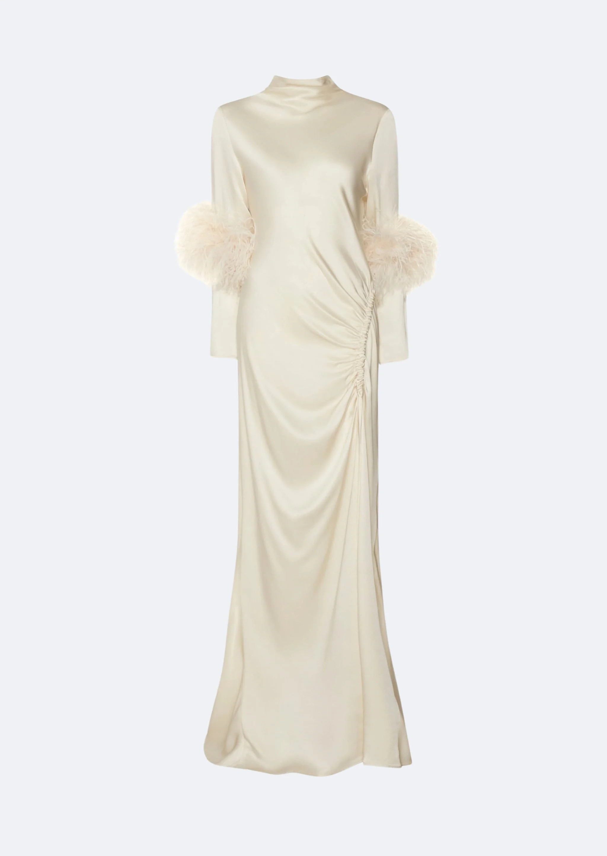 Satin Tab Gown With Feathers | Lapointe (US)