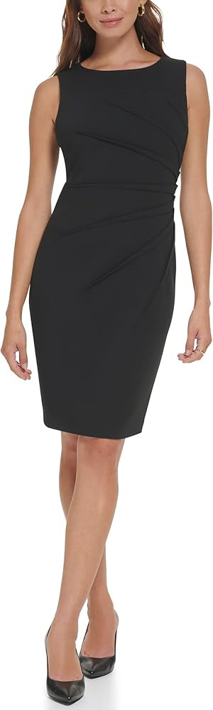 Calvin Klein Womens Sleeveless Starburst Ruched Crepe Mini Sheath Dress | Amazon (US)