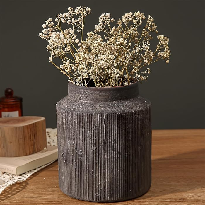 Rustic Vases for Home Decor. Ceramic Vase for Dining Table Decor. Terracotta Decorative Vase 6.1I... | Amazon (US)