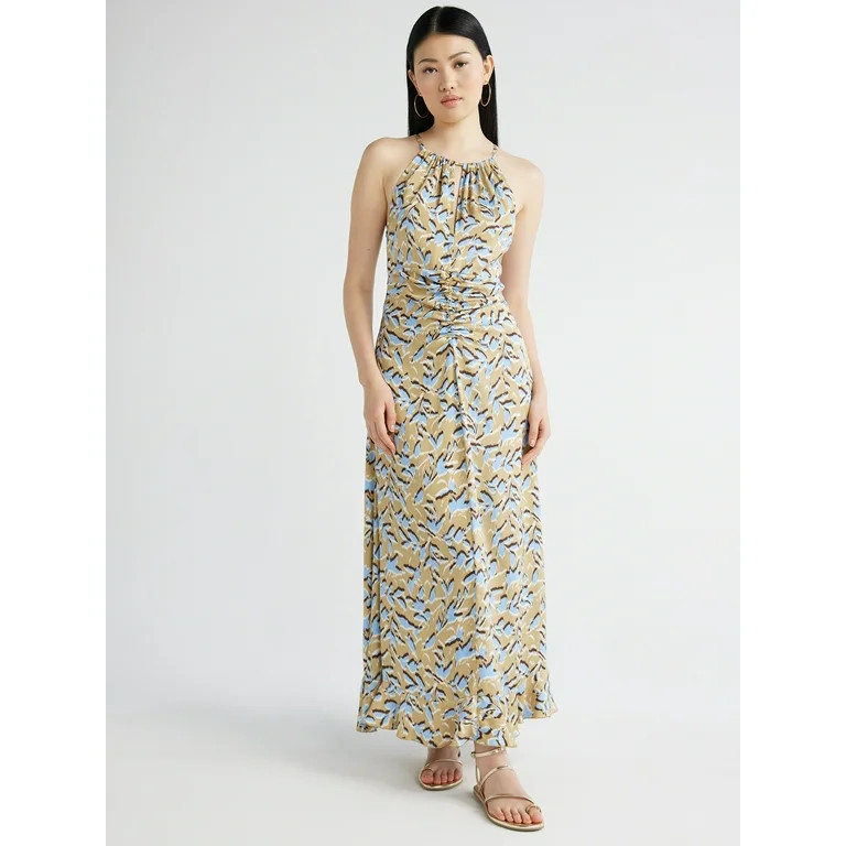 Scoop Women's Ruched Halter Dress, Sizes XS-XXL | Walmart (US)