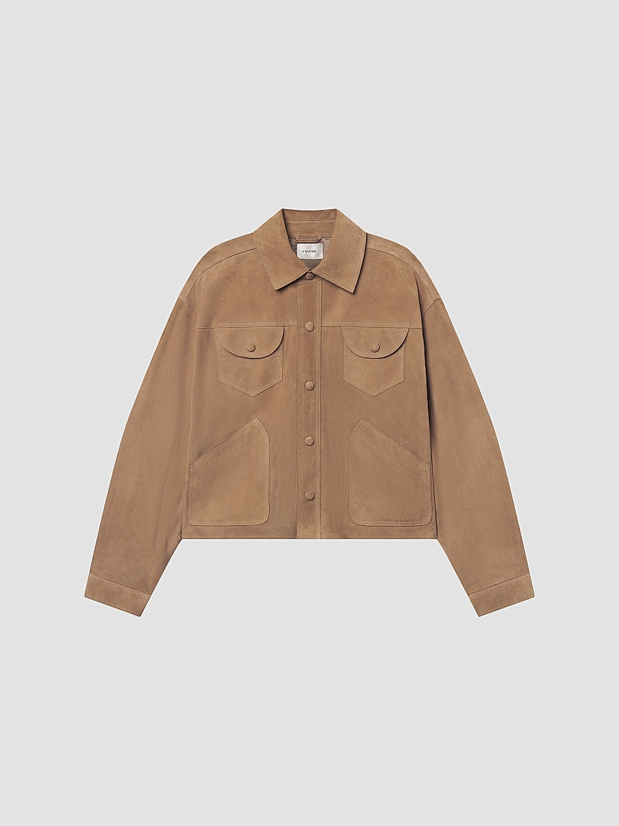 Women's The Suede Utility Jacket - Chai - Size XS | Saks Fifth Avenue