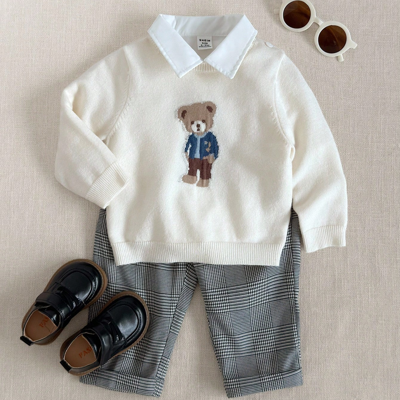 PrepCrw Baby Boys Collegiate Style Bear Pattern Long Sleeve Pullover Sweater, For Fall/Winter | SHEIN
