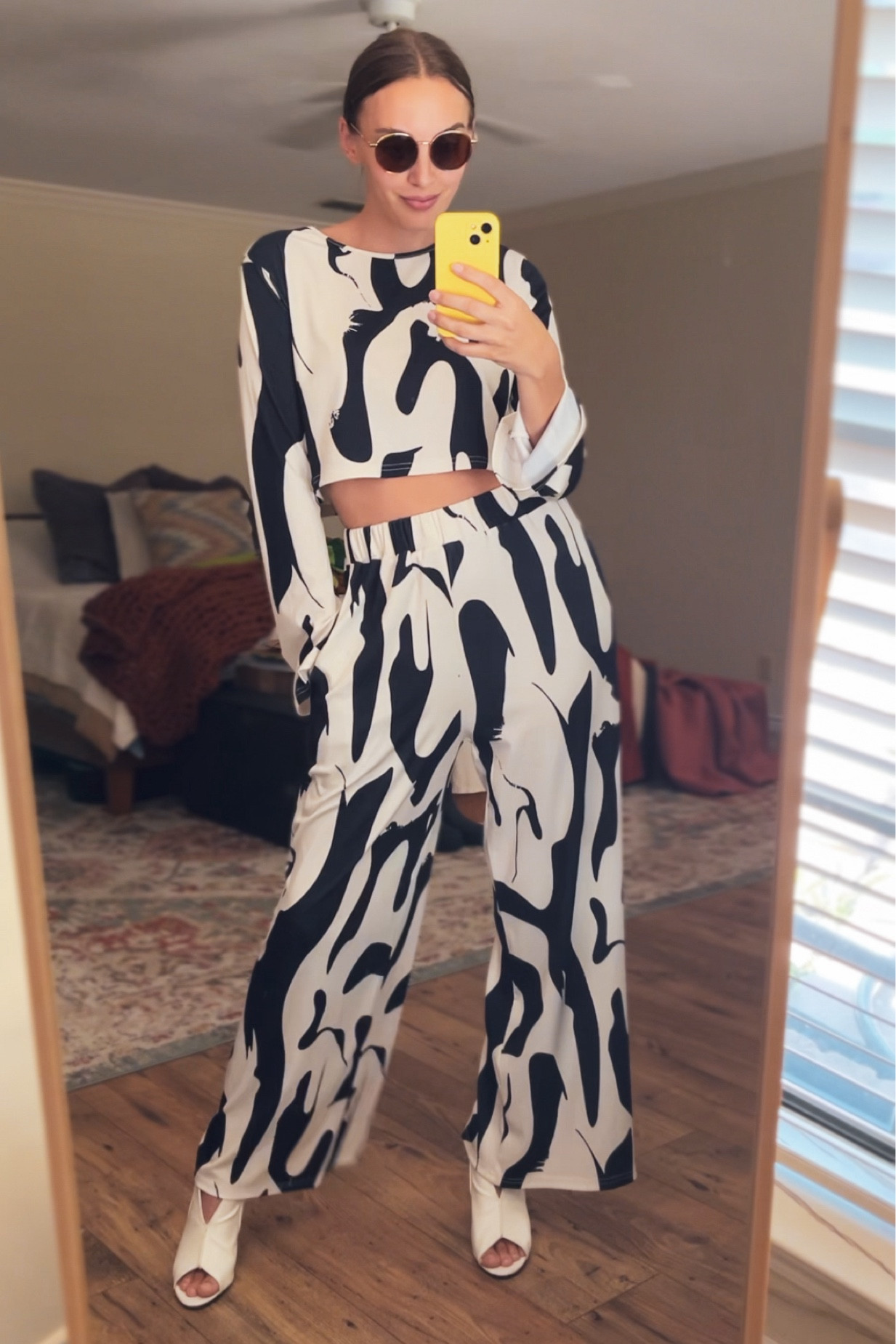 Giving 70’s vibes today with this fun and funky patterned 2-piece set ✌🏻

TTS - 5’7” wearing Small

#2pieceset #funkyfashion #uniquestyle #momootd #outfitoftheday #ootd #fridayfitn #fitcheck #momstyle #momfashion 

#LTKShoeCrush #LTKBacktoSchool #LTKFindsUnder50