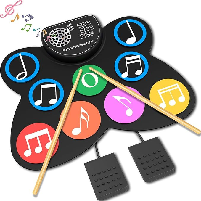 Children's Electronic Drum Toy with 9 Drum Pads, 7 Timbres, 10 Demo Tracks & 9 Rhythms - Idea for... | Amazon (DE)