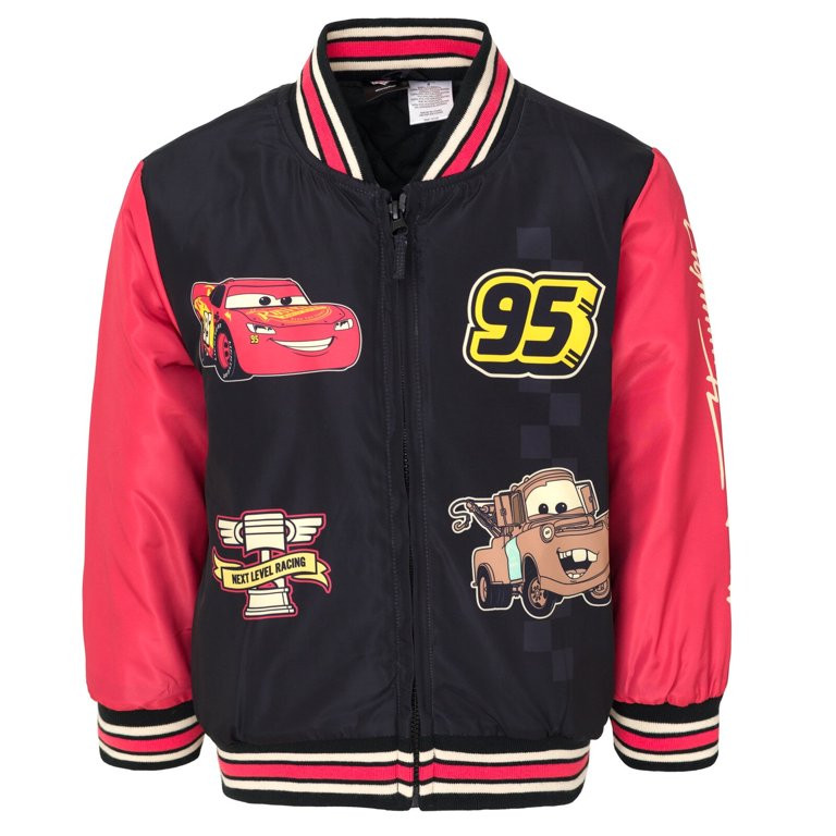 Disney Cars Lightning McQueen Tow Mater Zip Up Varsity Bomber Jacket Toddler to Little Kid | Walmart (US)