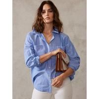 Mint Velvet Blue Longline Pinstripe Shirt | Very (UK)