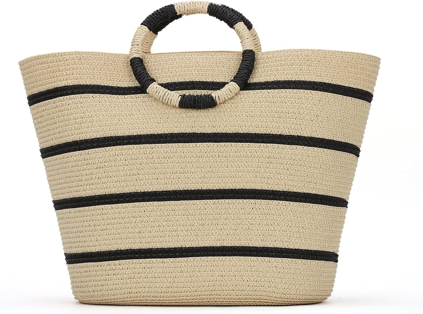 Large Straw Tote Bag for Women Summer Beach Bag Rattan Woven Handbag Crochet Tote | Amazon (UK)