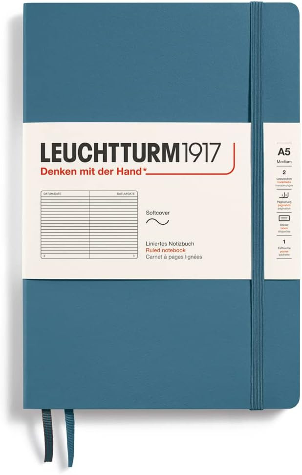 LEUCHTTURM1917 - Notebook Softcover Medium A5-123 Numbered Pages for Writing and Journaling (Ston... | Amazon (US)