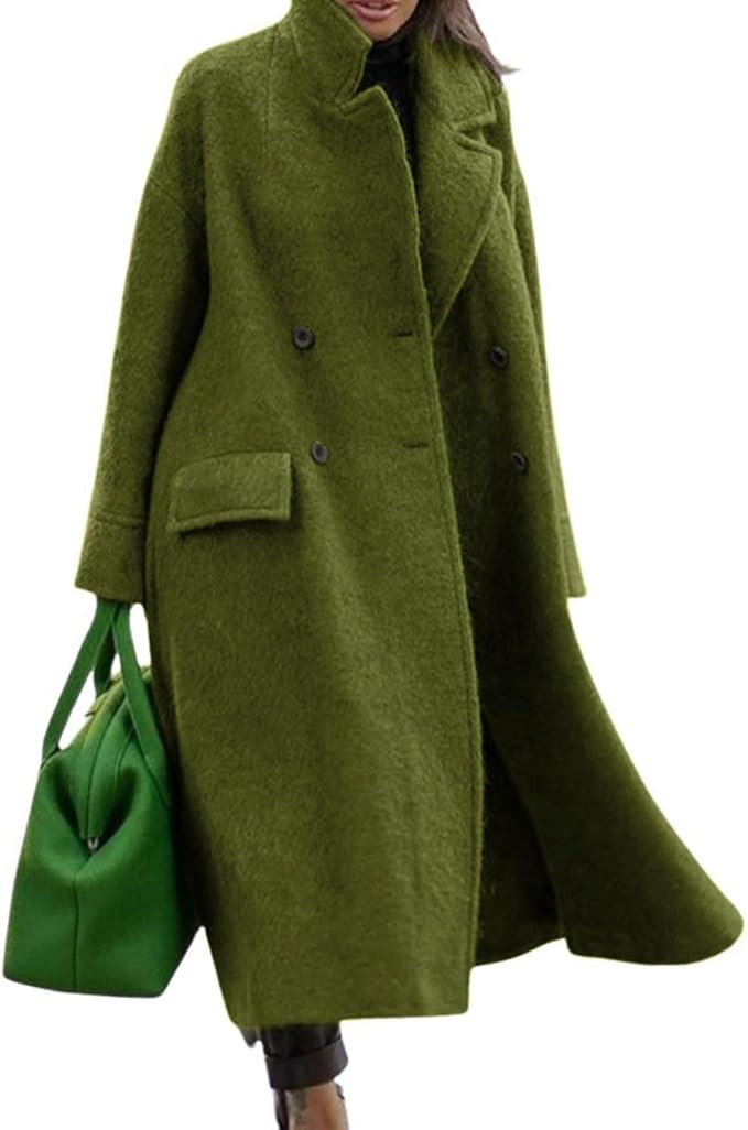 CHARTOU Women Oversized Long Winter Coats Warm Wool Blend Pea Trench Coat Overcoat | Amazon (US)