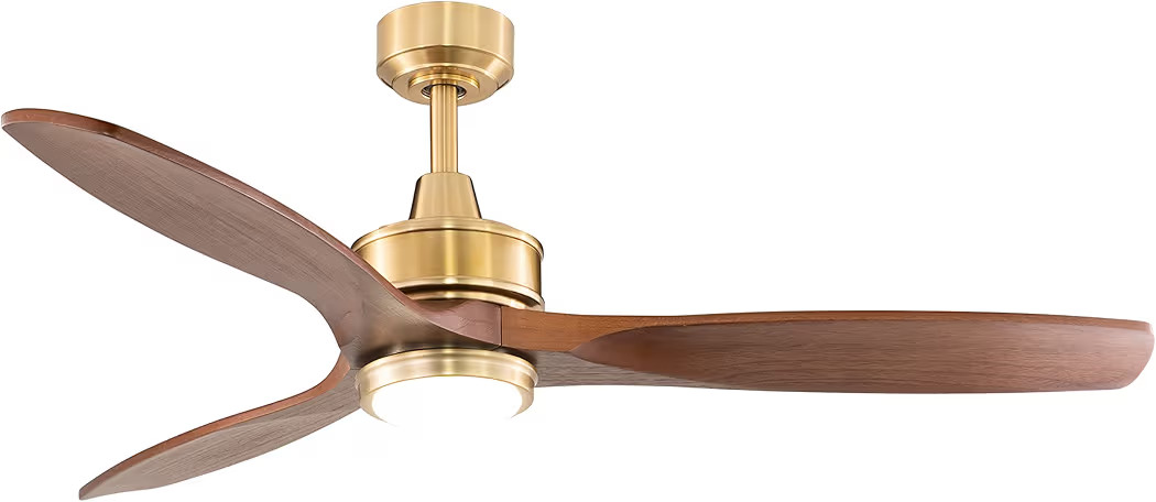 VAXCEL Curtiss 52 in. Satin Brass Indoor Rod Mount Mid-Century Modern Ceiling Fan with Wooden Wal... | Amazon (US)