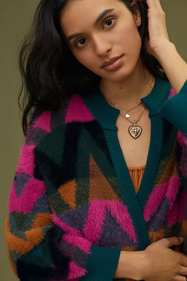 Chevron Eyelash Cardigan | Anthropologie (US)