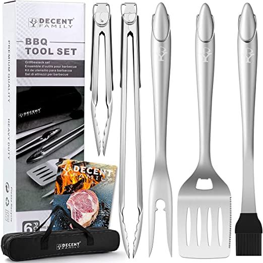 BBQ Accessories Grill Tools Set, 6PC BBQ Tools Set with Spatula, Basting-Brush, Tongs, Fork&Bag -... | Amazon (US)