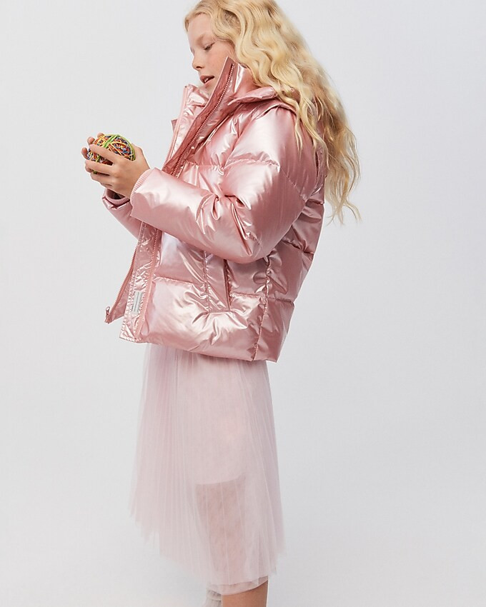 Girls' classic metallic puffer jacket with PrimaLoft&reg; | J. Crew US