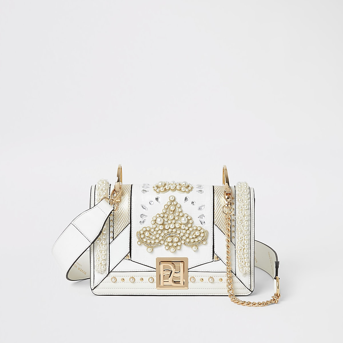 White embellished cross body bag | River Island (UK & IE)