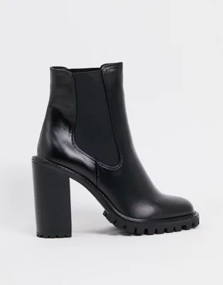 ASOS DESIGN Expect high heeled chunky chelsea boots in black | ASOS (Global)