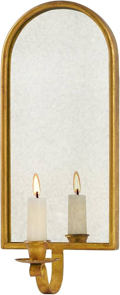 NIKKY HOME Vintage Gold Candle Sconce, Antique Mirrored Wall Taper Holder | Amazon (US)