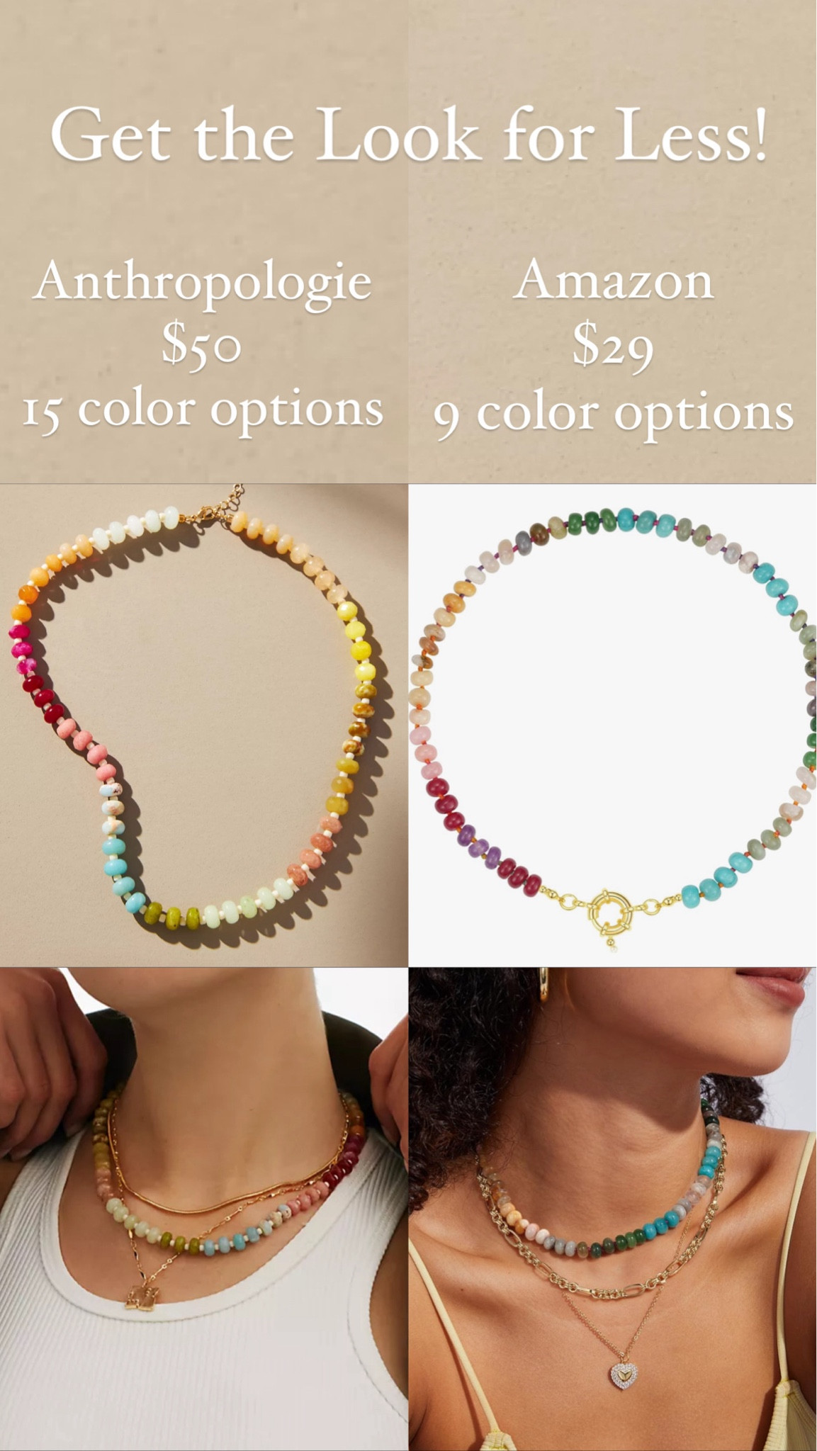 These beaded necklaces are so trendy and cute! Love the colors so you can wear it with a variety of outfits!
......
Amazon jewelry Amazon accessories Anthropologie necklace Anthropologie dupe Anthropologie accessories necklace under $50 necklace under $30 summer trends  graduation gift ideas under $50 graduation gifts under $50 get the look for less beaded necklace summer trends summer accessories summer outfits. Vacation outfit vacation look 

#LTKFindsUnder50 #LTKWorkwear #LTKStyleTip