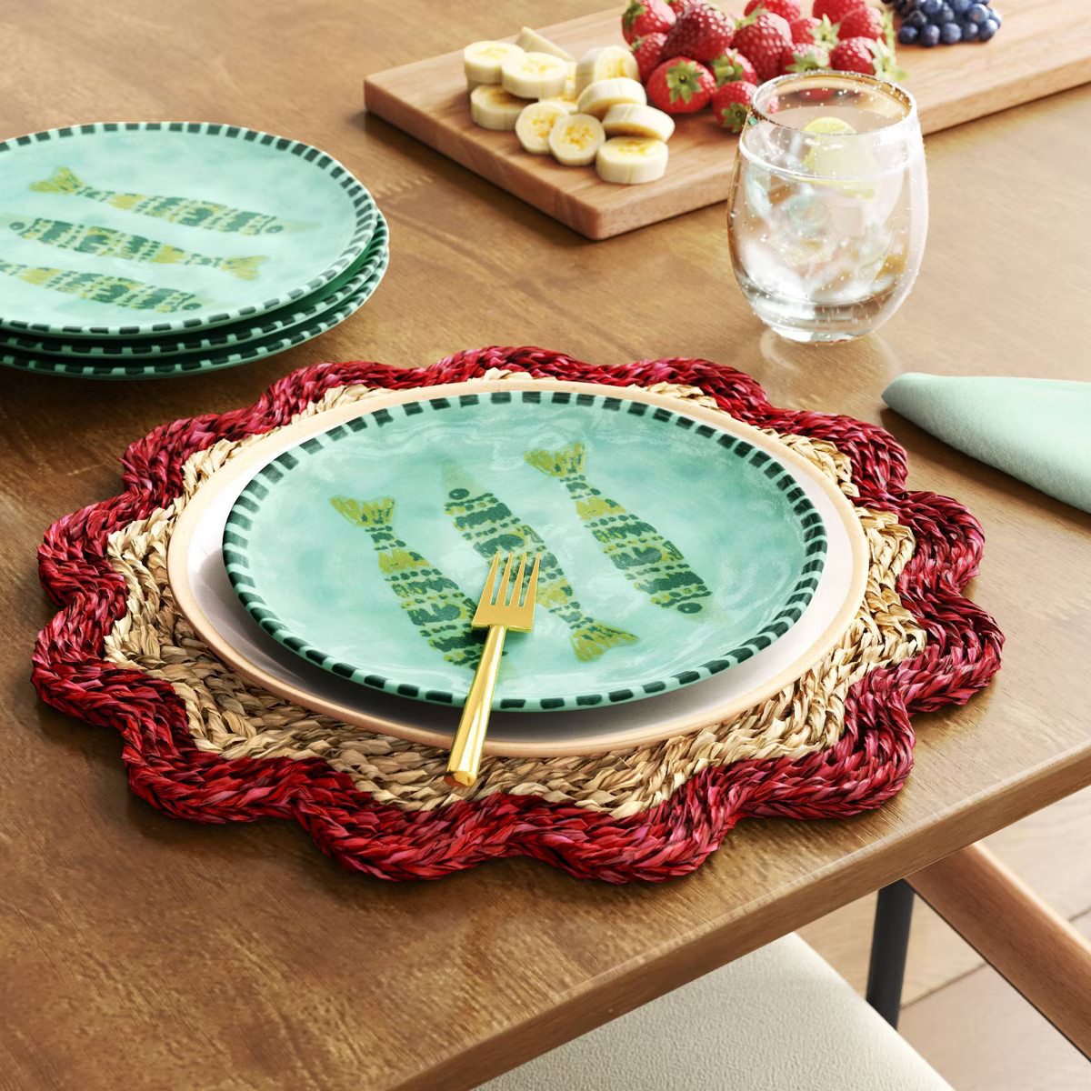 Coastal 9" Stoneware Dinner Plate Green Fish - Threshold™ | Target