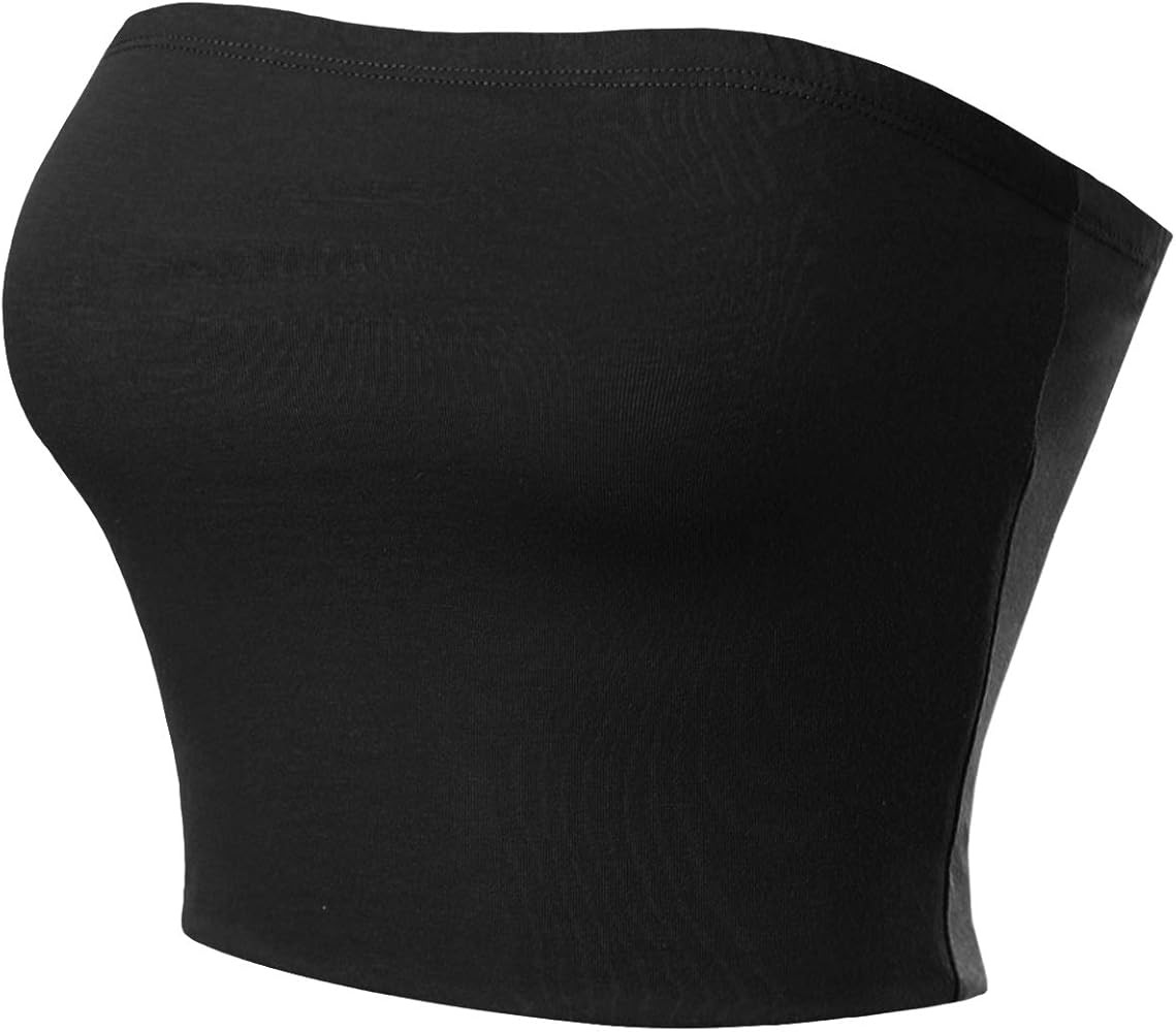 MixMatchy Women's Strapless Tube Tops Basic Bandeau Crop Sleeveless Backless Casual Sexy Going Ou... | Amazon (US)
