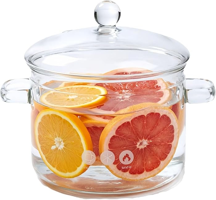 67 Oz/2L Glass Cooking Pot, Glass Simmer Pot, Borosilicate Glass Pot | Amazon (US)