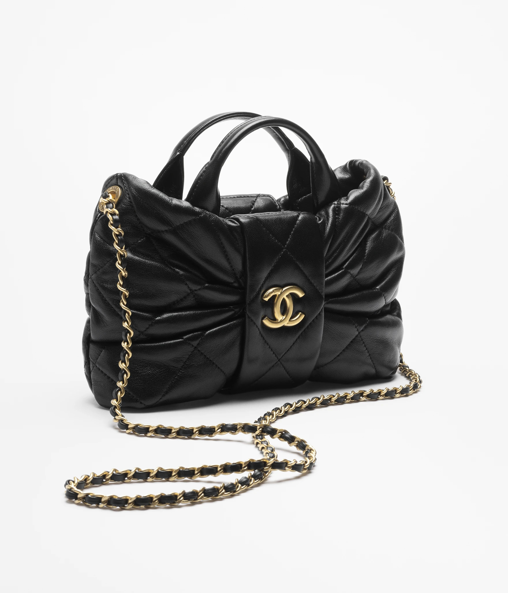 Mini bow bag, Shiny lambskin & gold-tone metal, black — Fashion | CHANEL | Chanel, Inc. (US)