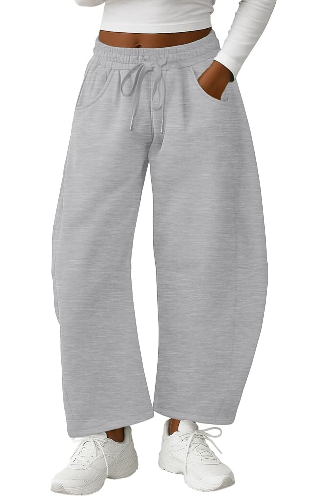 Lepunuo Barrel Sweatpants Women Casual Baggy Elastic Waisted Pants Wide Leg Gym Trousers with Poc... | Amazon (US)