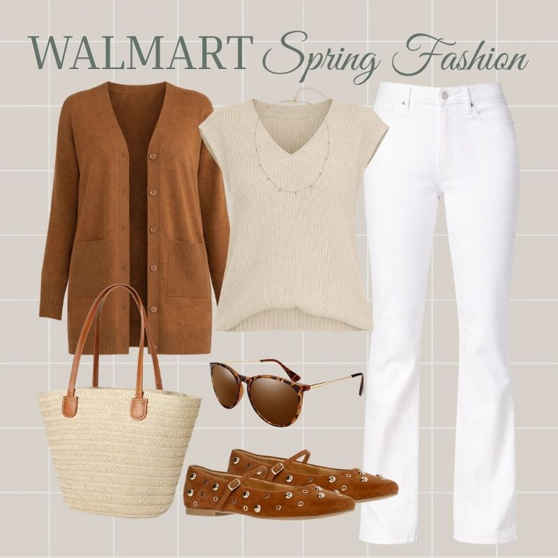 A clean, timeless spring outfit from Walmart. The neutral sweater vest with a lightweight cardigan and white jeans feels polished but relaxed. Perfect for casual days, lunch plans, or running errands in style.


// Walmart, Walmart Finds, Walmart Fashion, Walmart Fashion Spring, Walmart Spring, Walmart Outfits, Walmart Womens Fashion, Sweater, Flats, Cardigan Sweater, Mid Rise Jeans, Straw Beach Bag, Womens Sunglasses, Necklace, Sweater Vest 

 #LTKgrwm #LTKootd #LTKSeasonal