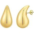 Rajputana Chunky Gold Hoop Earrings for Women, Lightweight Waterdrop Teardrop Hollow Open Hoops, ... | Amazon (UK)