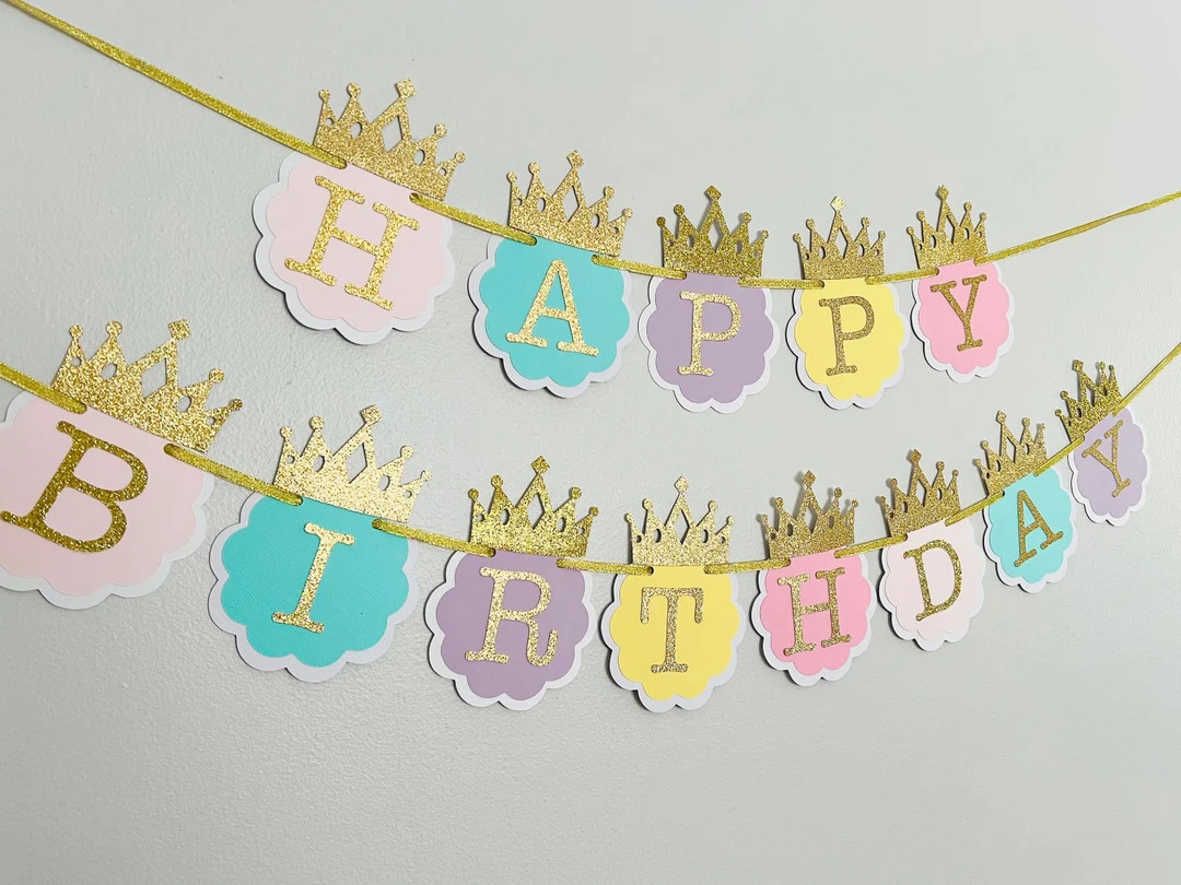 Rainbow Birthday Banner, Rainbow Princess Banner, Rainbow Queen Birthday Banner Pastel Birthday B... | Etsy (US)