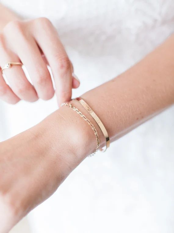 Wedding Date Bracelet, Wedding Day Gift for the Bride, Roman Numeral Date Cuff Bracelet, 14k Gold Fi | Etsy (CAD)