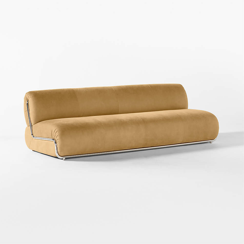 Hada Modern Armless Beige Leather Sofa + Reviews | CB2 | CB2
