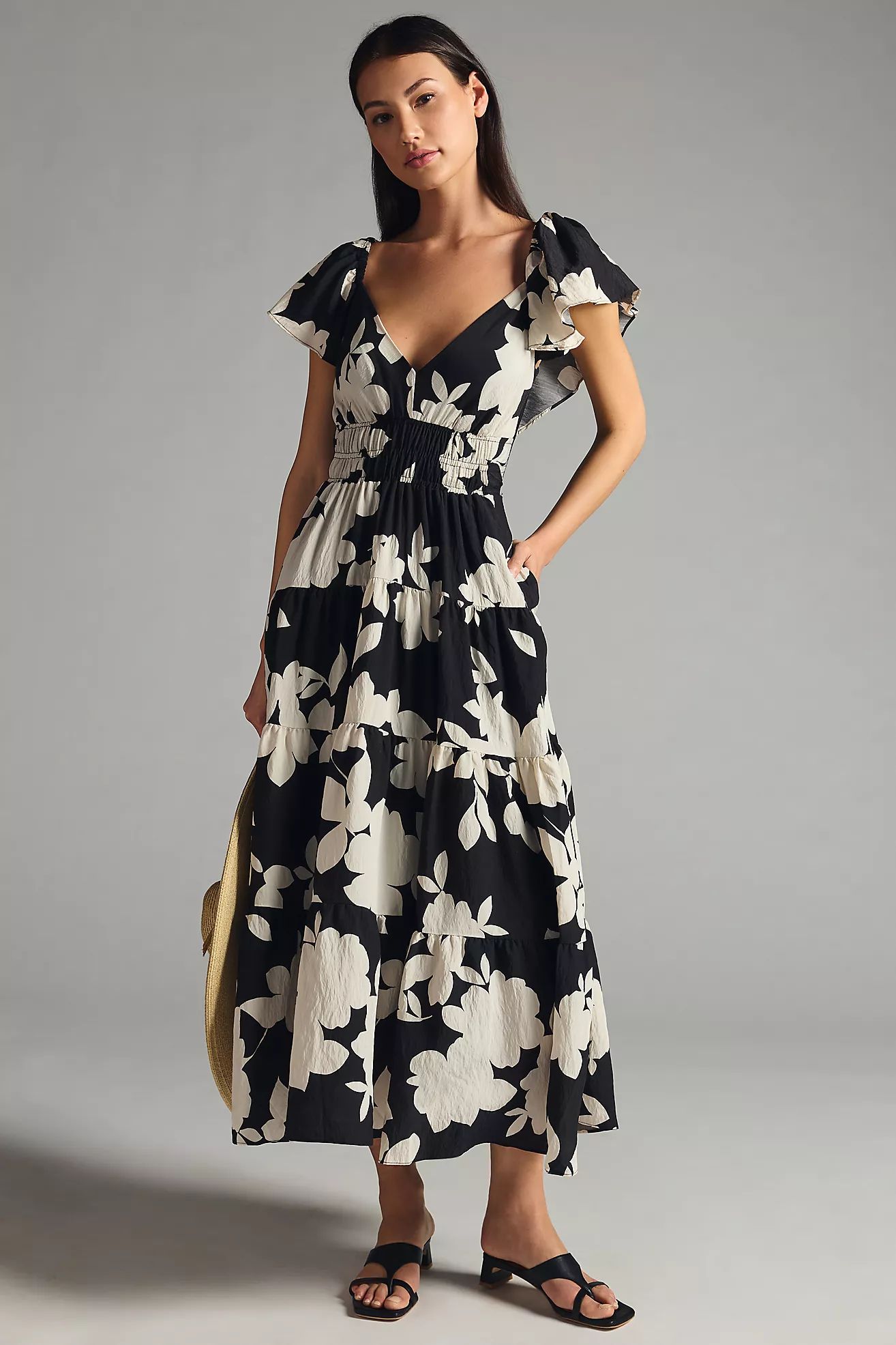 By Anthropologie Tiered Flutter-Sleeve Dress | Anthropologie (US)