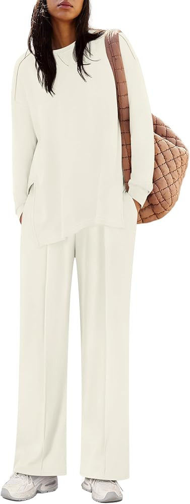 Conjunto deportivo de 2 piezas para mujer, sudadera con abertura lateral para otoño, pantalones ... | Amazon (US)