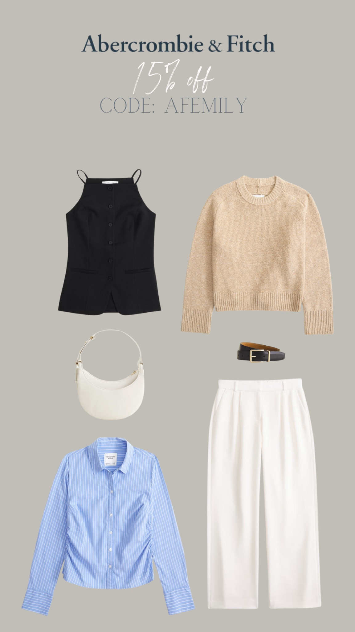 Abercrombie & Fitch edit 
25% off ALL jeans and 15% off everything else and then use my code: AFMEMILY for a further 15% off 
Valid: 23.08.24 - 26.08.24

White trousers, blue shirt, crew neck jumper, black leather belt 


#LTKsale #LTKeurope #LTKuk