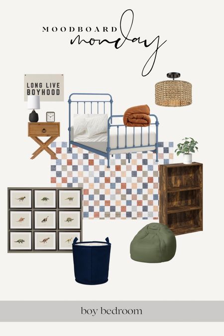 Boys bedroom moodboard - obsessed with this checkered rug!

#LTKkids #LTKfamily #LTKhome