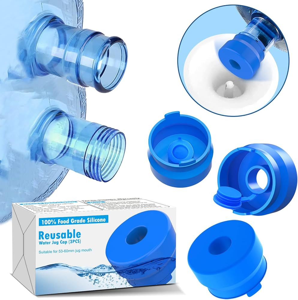 MYLOLF [3PCS] 3 & 5 Gallon Water Jug Cap, Reusable Food Grade Silicone Replacement Cap for 55mm S... | Amazon (US)