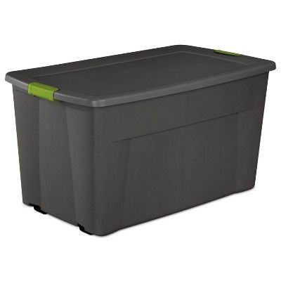 Sterilite 45gal Latching Storage Tote - Gray with Green Latch | Target