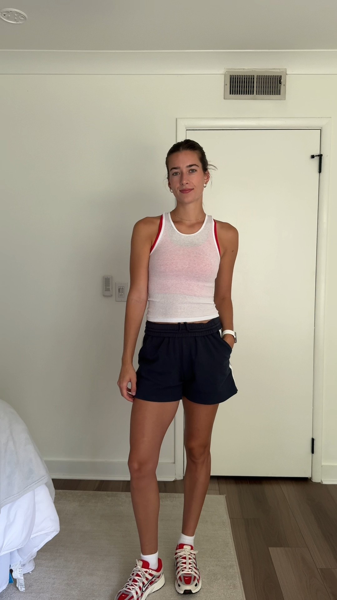 Patriotic walking outfit! Can’t find the shorts but they’re from old Navy 

#LTKStyleTip #LTKSeasonal #LTKFindsUnder50